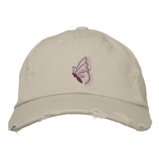 Mariposa morada bordada gorra de mujer