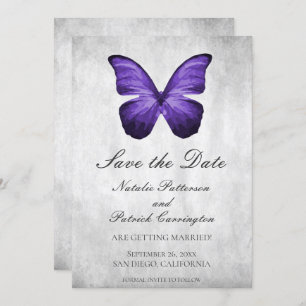 Mariposa morada Guardar la invitación de fecha