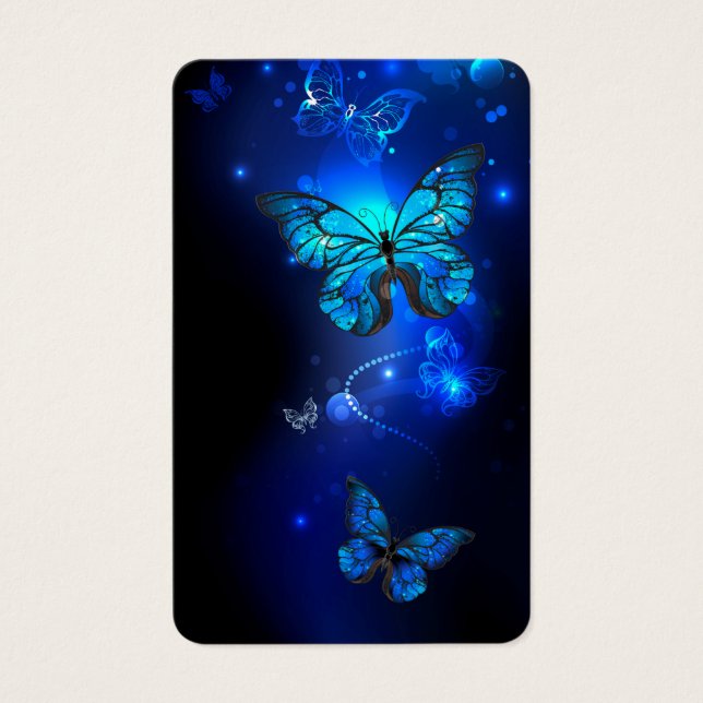 Mariposa morfo en el fondo oscuro (Anverso)