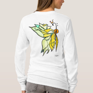 Mariposa musical en camisa de la floración