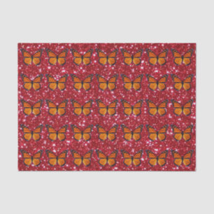 Mariposa naranja En Papel Tejido Purpurina Rojo
