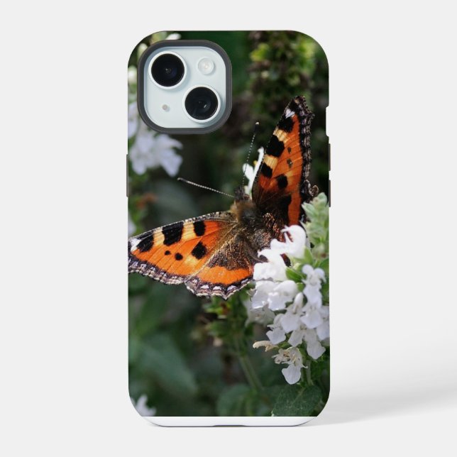 Mariposa naranja y flores blancas (Reverso )