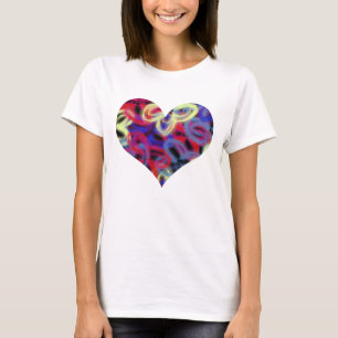 Mariposa Neon Abstract Forma de corazón Camiseta
