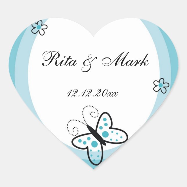Mariposa Pegatina a favor de la boda del corazón:: (Anverso)