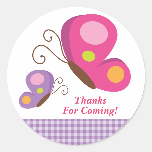 Mariposa - Pegatina rosa y púrpura (Anverso)