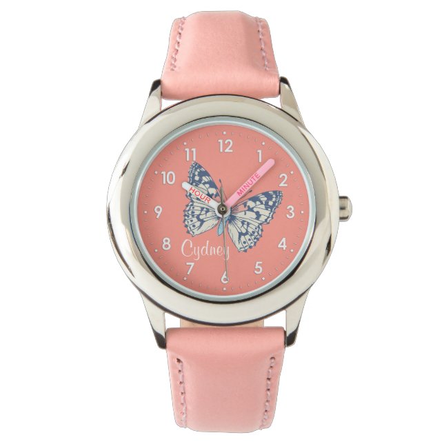 Mariposa pintada dama nombre numerado chicas reloj (Anverso)