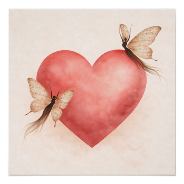 Mariposa Poética Forma - Póster de Corazón (Anverso)