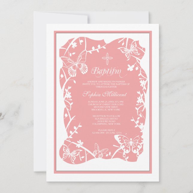 Mariposa pradera Invitación religiosa (Anverso)