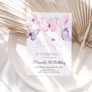 Mariposa Primer Chica de invitación de cumpleaños