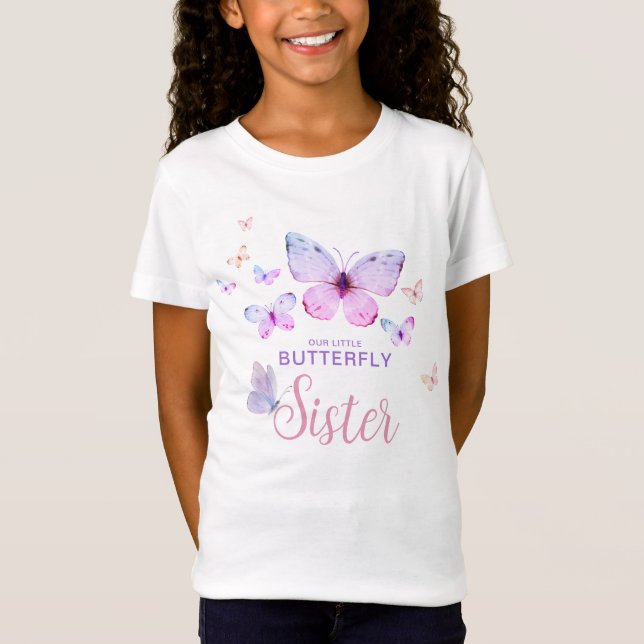 Mariposa Primer cumpleaños Chica Hermana Camiseta (Anverso)