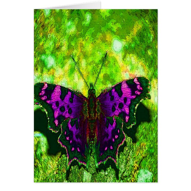 Mariposa púrpura con el fondo verde (Frente)