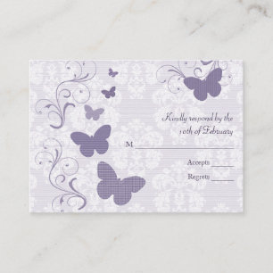 Mariposa púrpura que casa las tarjetas de RSVP