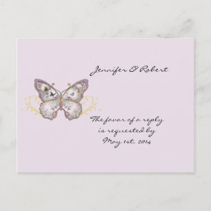 Mariposa purpurina en la tarjeta postal RSVP Laven