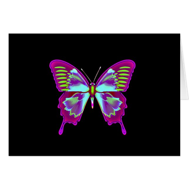 Mariposa que brilla intensamente en fondo negro (Anverso (Horizontal))