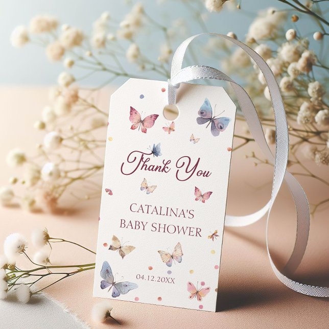 Mariposa quiere etiqueta rosa Baby Shower Favor (Subido por el creador)