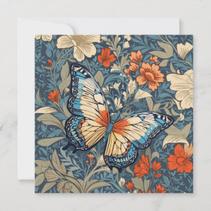 Mariposa Regal en medio de la floral William Morri