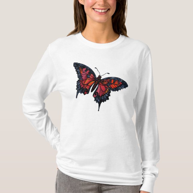 Mariposa roja en camiseta (Anverso)