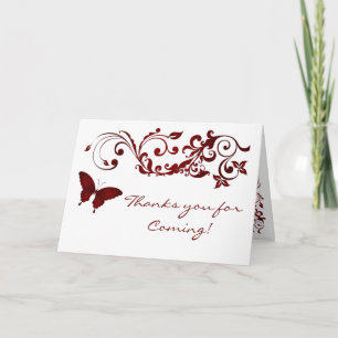 Mariposa roja, gracias tarjeta para Bodas