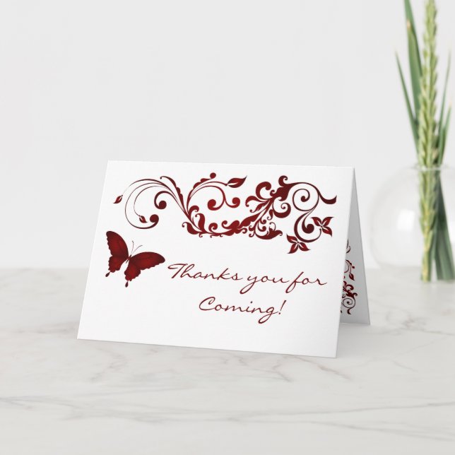 Mariposa roja, gracias tarjeta para Bodas (Anverso)