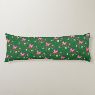 Mariposa rosa con almohada de cuerpo de flores de