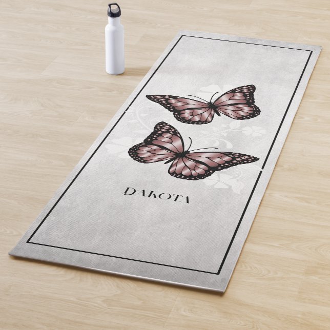 Mariposa rosa Floral Yoga Mat (In situ)