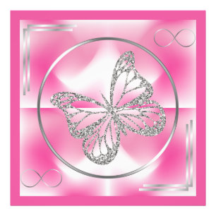 Mariposa rosa y plateada y Rótulo infinito   Foto