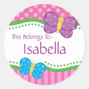 Mariposa rosada del lunar de nuevo a los pegatinas