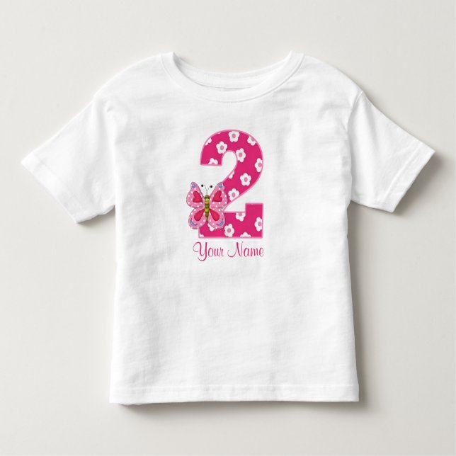 Mariposa Rosada Personalizada Camisa de Segundo Cu (Anverso)
