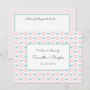 Mariposa rosada + puntos Tarjetas Baby Shower Adva