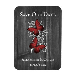 Mariposa Rústica Roja Salva El Imán De La Fecha