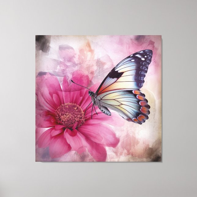 Mariposa soñada en lienzo floral (Anverso)