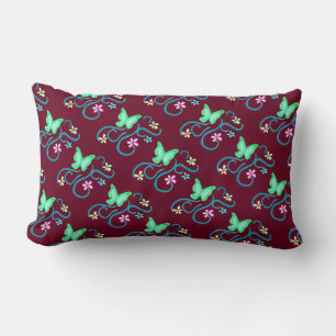 Mariposa verde con flor de primavera almohada lumb