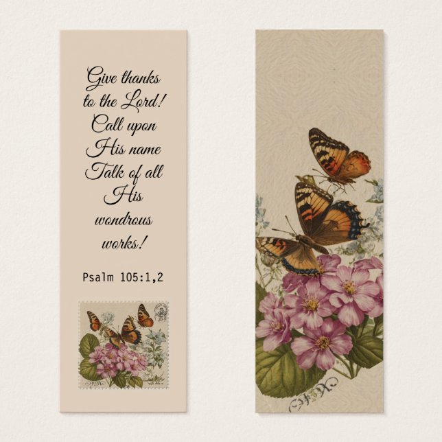 Mariposa Vintage Floral Elegante Biblia Verse (Anverso y reverso)