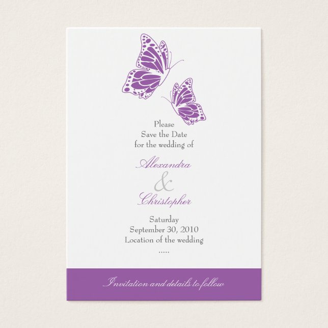 Mariposa Violeta Sencilla Guardar La Mini Boda De  (Frente)