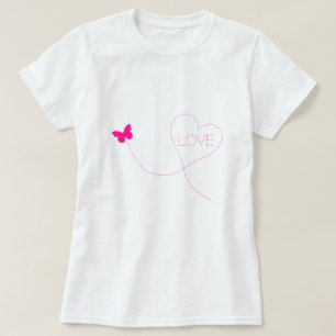 Mariposa volando corazón de camiseta - amor