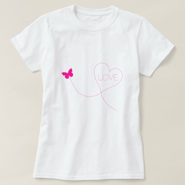Mariposa volando corazón de camiseta - amor (Diseño del anverso)