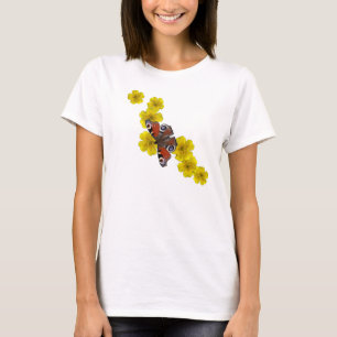 Mariposa y camiseta amarilla de las flores