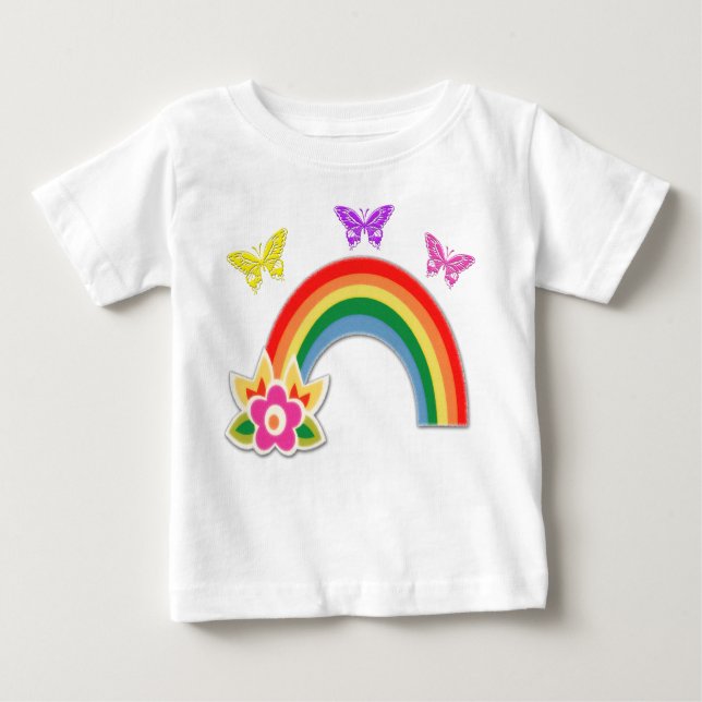 Mariposa y camiseta arco iris para Chicas pequeños (Anverso)