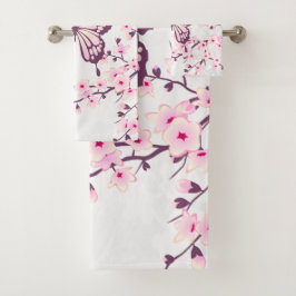 Mariposa Y Flor De Cerezo Blanco Rosa