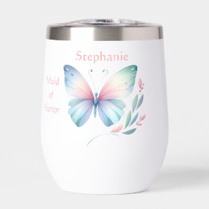 Mariposa y flores Bridesmaid Wine Tumbler