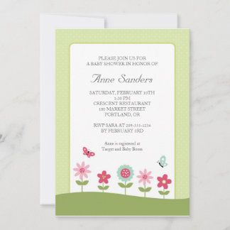 Mariposa y flores Invitación a Baby Shower