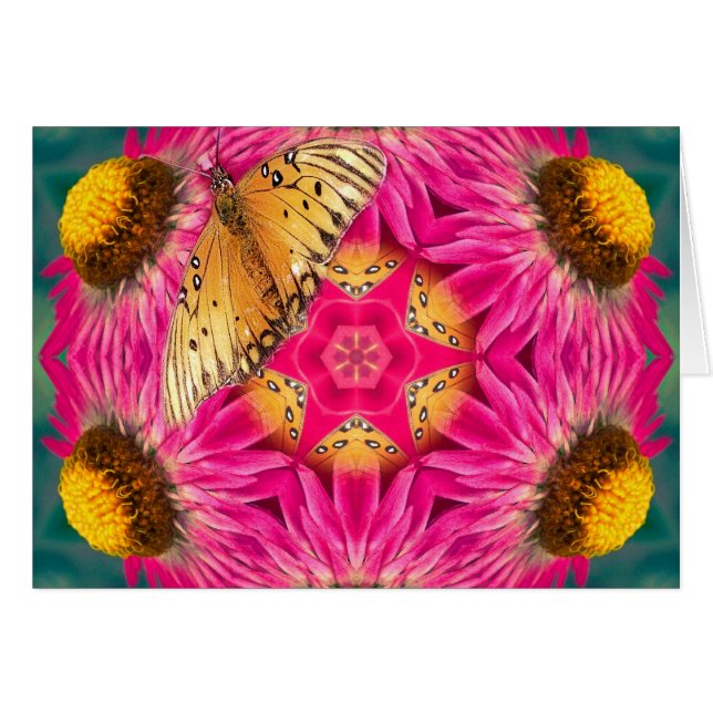 Mariposa y mandala de Strawflower (Anverso (Horizontal))