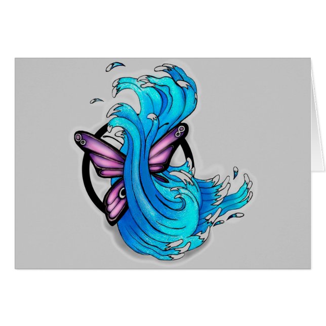 Mariposa y olas (Anverso (Horizontal))