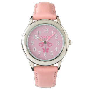 Mariposa y relojes personalizados corazones para