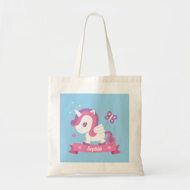 Mariposa y unicornio con Chicas de ala en la bolsa (Frente)