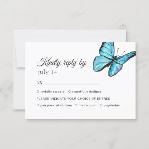 Mariposas acuarela azules RSVP de boda