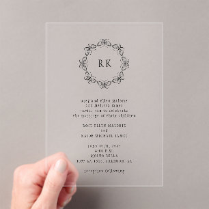 Mariposas alrededor de la invitación a la boda acr