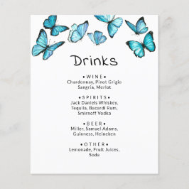 Mariposas azules. Boda caprichoso Menú de bebidas