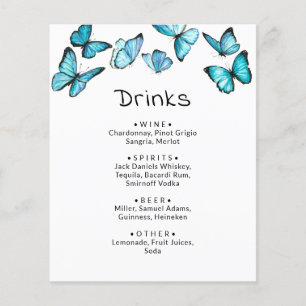 Mariposas azules. Boda caprichoso Menú de bebidas