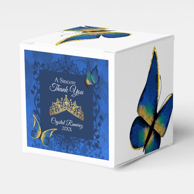 Mariposas azules, caja de favoritas de la quincean (Costado Anverso)
